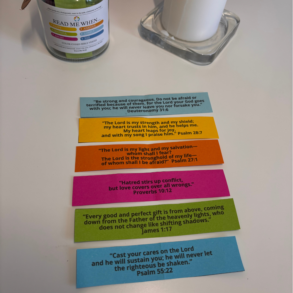 Colors of Faith: 96 days Bible Verses Color Coded Jar